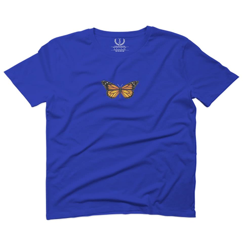 0374. Aesthetics Summer Cute Butterfly Print Graphic for Men T Shirt (Royal 2X-Large)