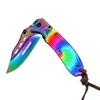 HUNT-DOWN 8" Spring Assisted Folding Knife Designer Handle Stone-wash Rainbow Blade view 2