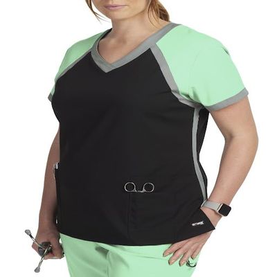 BARCO Grey's Anatomy 41435 Women's Scuba Top Black/Bright Iris/Moonstruck XL
