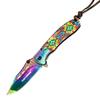 HUNT-DOWN 8" Spring Assisted Folding Knife Stone wash Rainbow Blade Designer Handle view 1