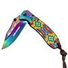 HUNT-DOWN 8" Spring Assisted Folding Knife Stone wash Rainbow Blade Designer Handle view 2