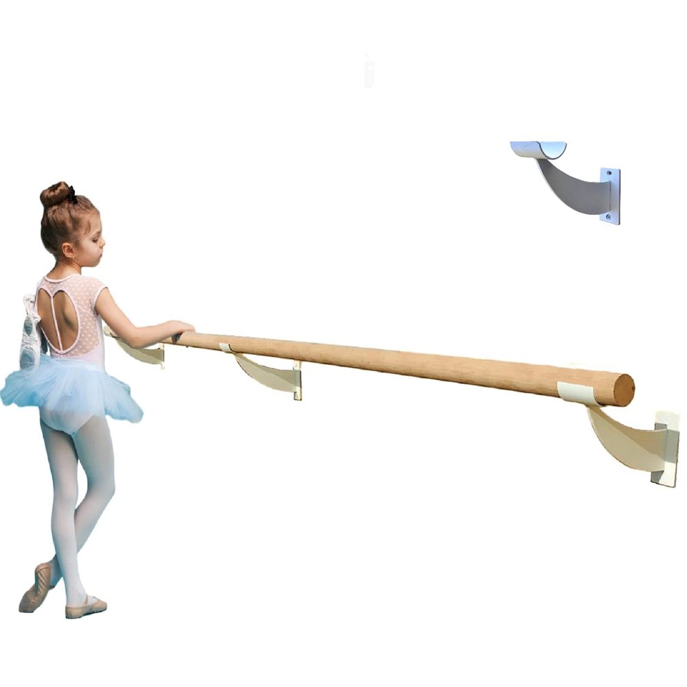 Ballet Barre Single Bar 16 FT Long 1.5 Diameter White, Kids and Adults | Open Bracket Wall Mounted Fixed Height Wooden Ballet Barre, Home/Studio Ballet Bar, Dance Bar, Stretch Bar, Dancing/Stretching