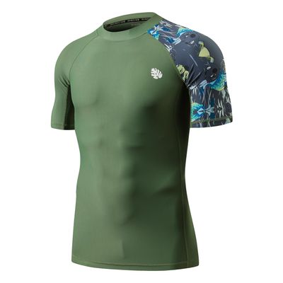 ADOREISM Men's Rash Guard SPF UPF 50+ UV Sun Protection Short Sleeve Compression Quick-Dry Swim Shirts for Men (Aborigines, S)