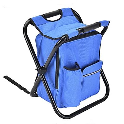 TKUS Folding Camping Fishing Chair Stool Portable Backpack Cooler Insulated Picnic Bag Hiking Seat Table Bags Pesca Tackle Mochila Type A Blue