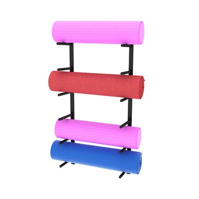 JLXJ Yoga Mat Storage Rack, 6 Tier Metal Foam Rollers Yoga Mat Display Holder, Multifunctional Sports Organizer Accessaries for Gym Fitness Class (Color : Black)