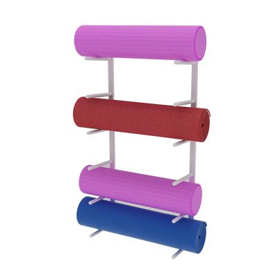 JLXJ Yoga Mat Storage Rack, 6 Tier Metal Foam Rollers Yoga Mat Display Holder, Multifunctional Sports Organizer Accessaries for Gym Fitness Class (Color : White)