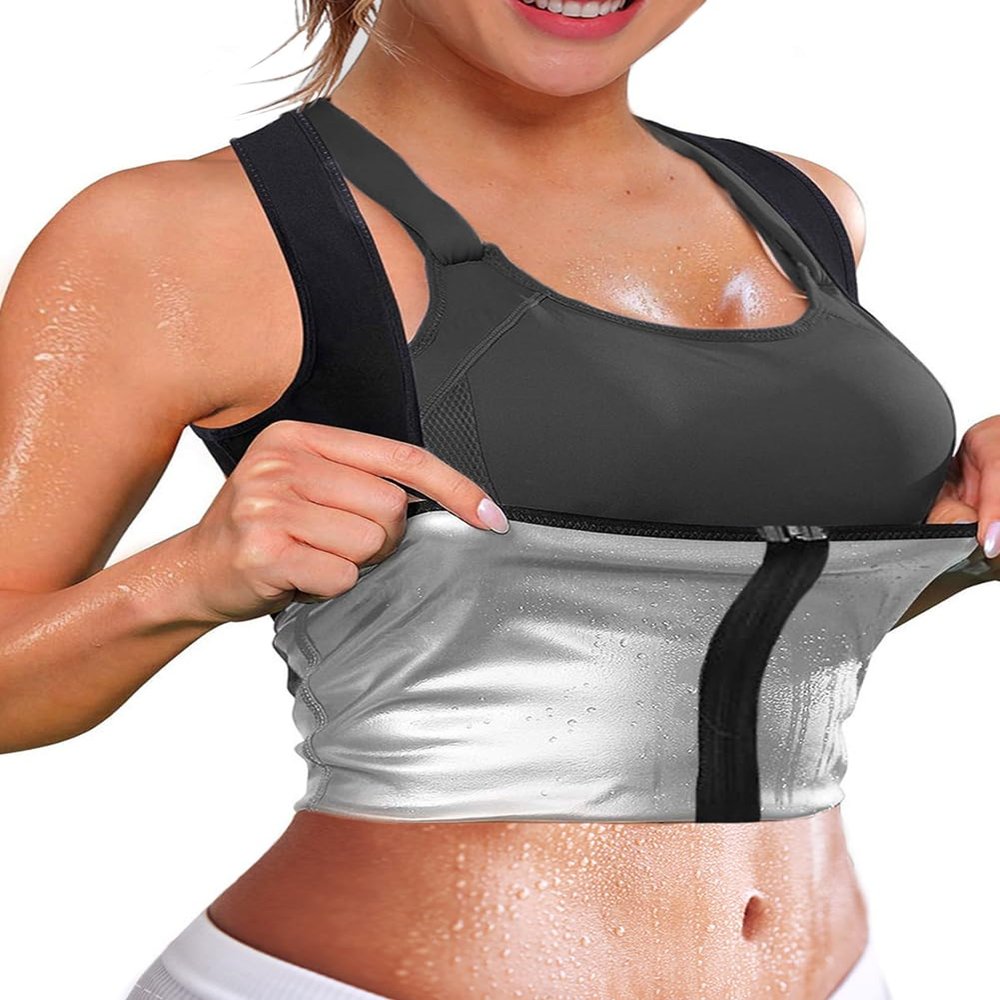 NonEcho Women Hot Sweat Sauna Suit Waist Trainer Vest Workout Tank Top Slimming Body Shaper Corset with Zipper