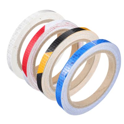 FAVOMOTO 4rolls Reflective Decals for Night Safety Multi-Color Design Easy to Apply Reflectors for Helmets and More