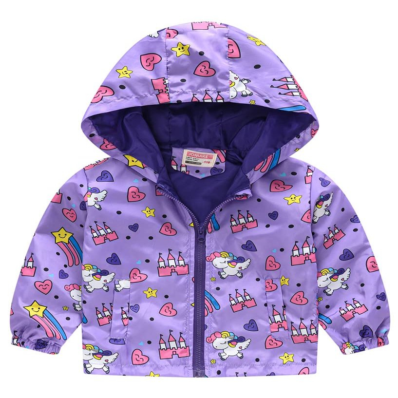 WEONEDREAM Kids Girls Boys Autumn Jackets Zipper Windbreaker Coats Light Weight Cute Cartoon Hoodies Size 18-24Months Outerwear (Design30,100)