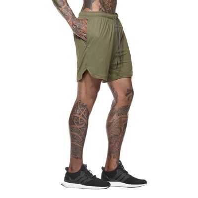 SOUGAO Men's Workout Gym Shorts 2-in-1 Running Shorts Training Short with Inner Compression Quick Dry Green 5XL
