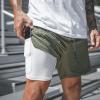 SOUGAO Men's Workout Gym Shorts 2-in-1 Running Shorts Training Short with Inner Compression Quick Dry Green 5XL view 4