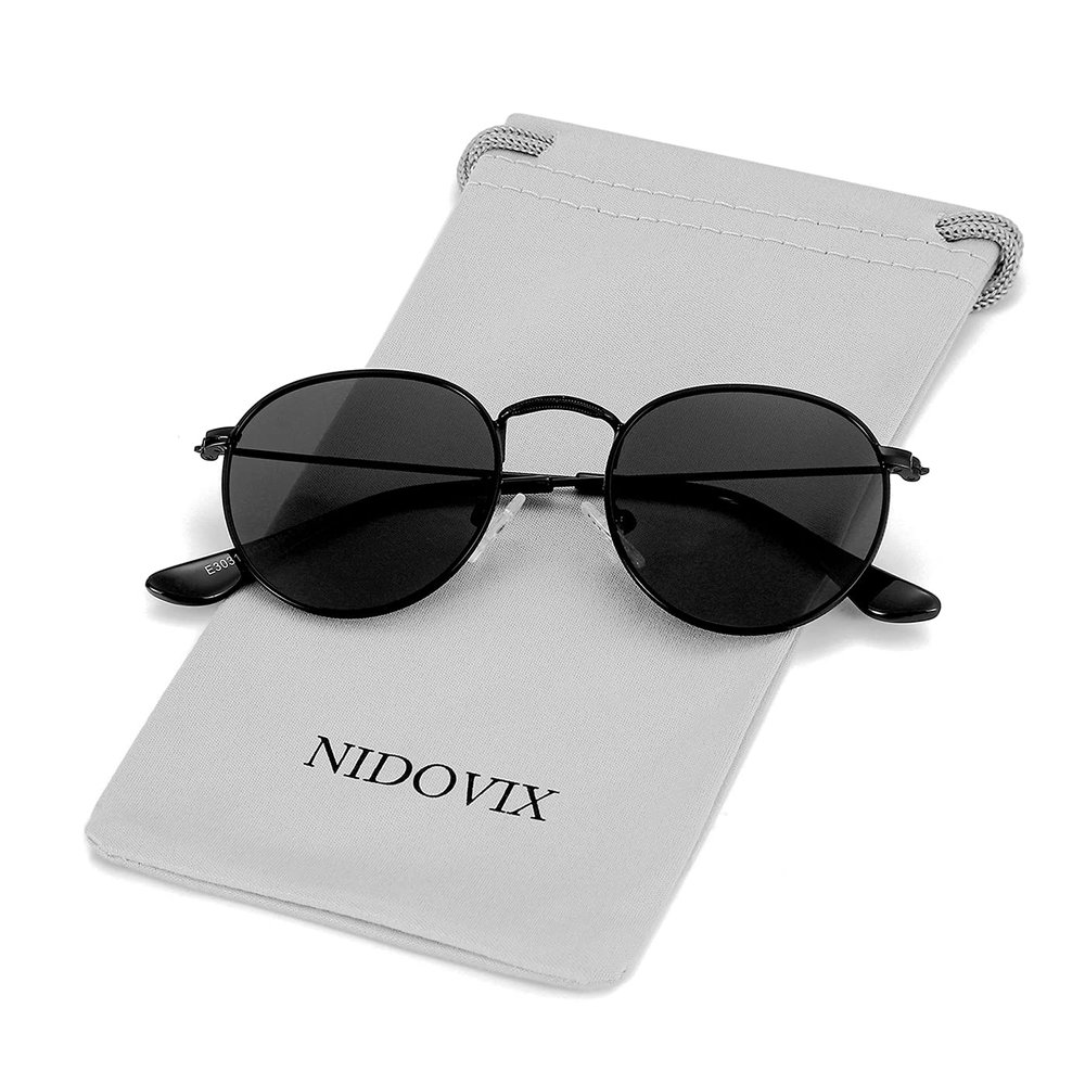 NIDOVIX Kids Polarized Sunglasses Classic Metal Frame for Baby Boys Girls Age 5-9 100% UV Protection (Black/Grey)