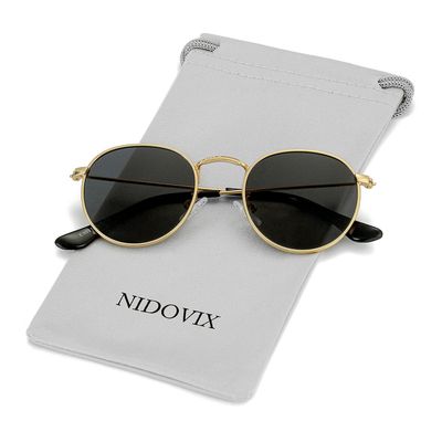 NIDOVIX Kids Polarized Sunglasses Classic Metal Frame for Baby Boys Girls Age 5-9 100% UV Protection (Gold/Grey)