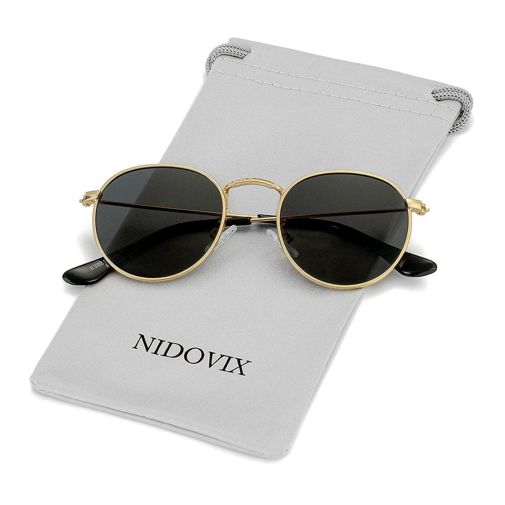 NIDOVIX Kids Polarized Sunglasses Classic Metal Frame for Baby Boys Girls Age 5-9 100% UV Protection (Gold/Grey)