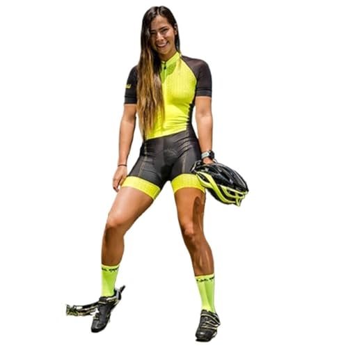 CYTSH Triathlon Women's Short Sleeve Cycling Clothing Set Mountain Bike Clothing Cycling Wear Jumpsuit (Color : 107, Size : Large)