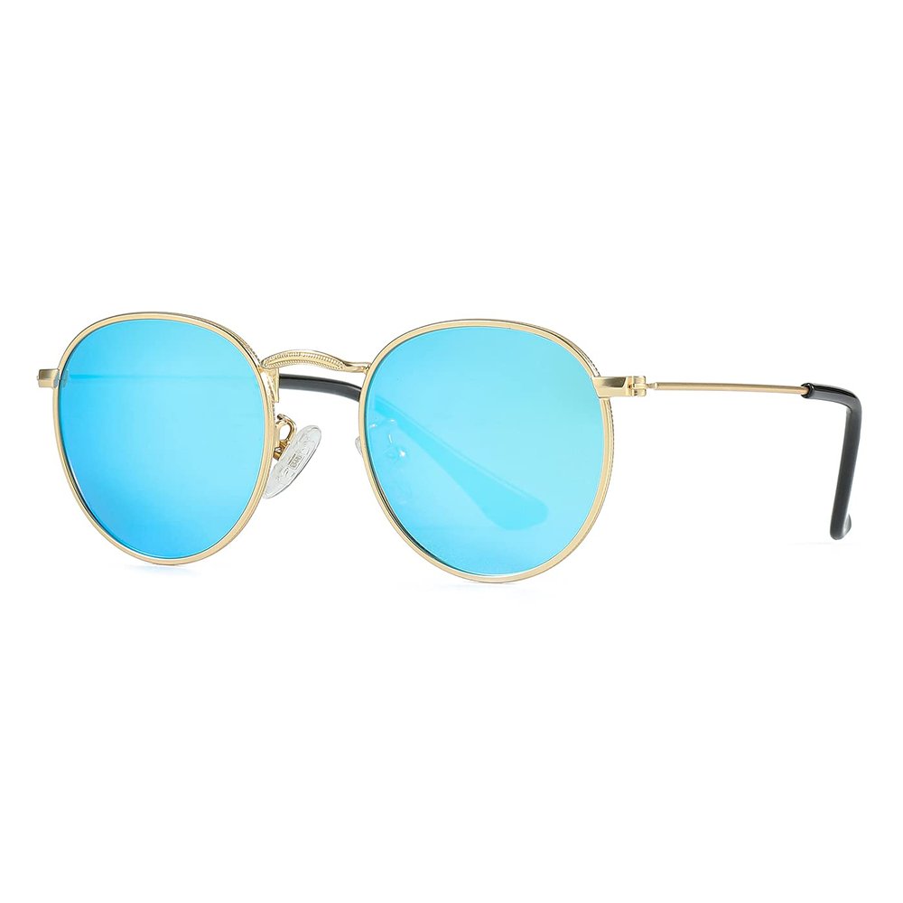 NIDOVIX Kids Polarized Sunglasses Classic Metal Frame for Baby Boys Girls Age 5-9 100% UV Protection (Gold/Blue Mirror)
