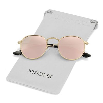 NIDOVIX Kids Polarized Sunglasses Classic Metal Frame for Baby Boys Girls Age 5-9 100% UV Protection (Gold/Pink Mirror)