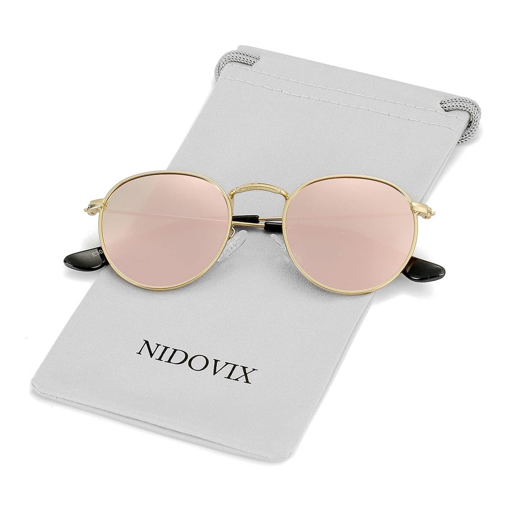 NIDOVIX Kids Polarized Sunglasses Classic Metal Frame for Baby Boys Girls Age 5-9 100% UV Protection (Gold/Pink Mirror)