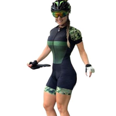 Triathlon Women's Cycling Jersey Short Sleeve Cycling Jersey Suit Cycling Wear Shorts Suit Quick Dry Cycling Jersey CYTSH (Color : 1, Size : Large)