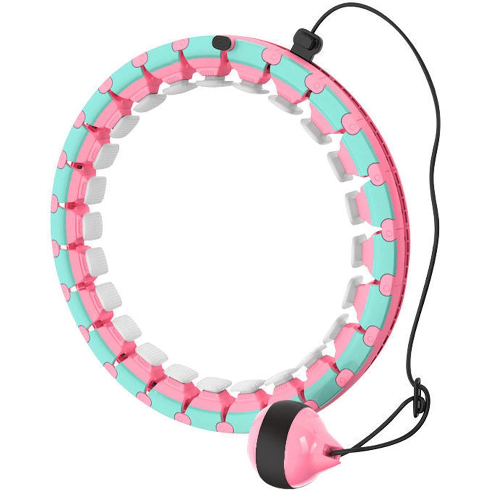 Smart Sports Hula Hoop, Detachable, Adjustable Weight, Automatic Rotation 360-degree Massage Fitness Hoop, Suitable for Beginner Men and Women/Pink/XL
