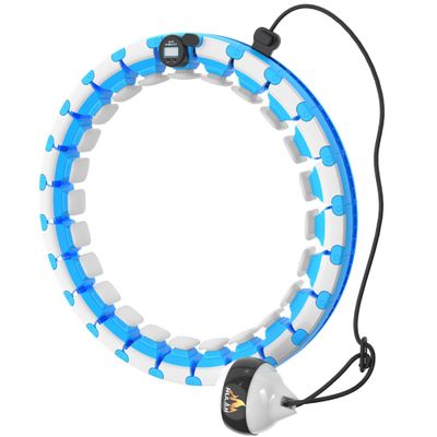 Smart Sports Hula Hoop, Detachable, Adjustable Weight, Automatic Rotation 360-degree Massage Fitness Hoop, Suitable for Beginner Men and Women/Blue/M