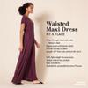 Amazon Essentials Women's Waisted Maxi Dress (Available in Plus Size), Black, Medium view 2