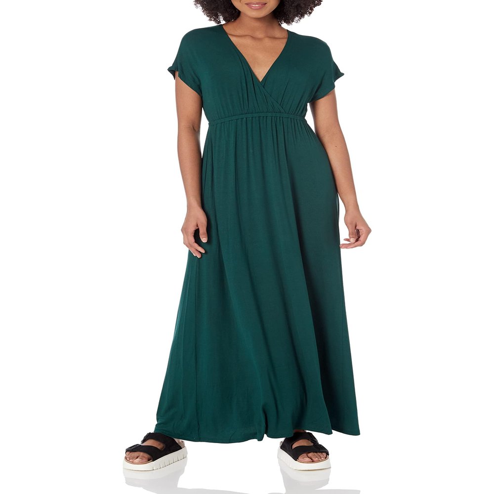 Amazon Essentials Women's Waisted Maxi Dress (Available in Plus Size), Jade Green, Large