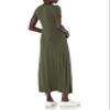 Amazon Essentials Women's Short-Sleeve Maxi Dress, Flowy, Dark Olive, Small view 3