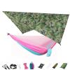 Camping Hammock Mosquito net and Hammock Canopy Portable Nylon Hammock rain Fly Tree Belt Hiking Camping Survival Travel Camouflage Pink