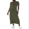 Amazon Essentials Women's Short-Sleeve Maxi Dress, Flowy, Dark Olive, Medium view 1