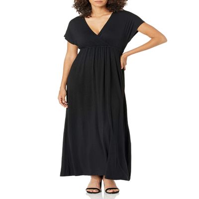 Amazon Essentials Women's Waisted Maxi Dress (Available in Plus Size), Black, X-Large
