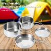 Camping Cookware Set, 4Pcs Stainless Steel Mess Kit with Foldable Handles, Portable Backpacking Cookware, Non-Stick Pots and Pans for Camping, Hiking & Outdoor Cooking view 2