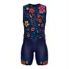 Sparx Men`s Triathlon Suit Trisuit Race Skinsuit Cycling Speed Suit Italian Fabric Swimskin (Navy Floral, Small) view 2