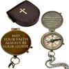 Personalized Inscription Antique Brass Compass Engraved with Leather Case Son Mom Children Gift Baptism Birthday Working Compass (Personalized) view 1
