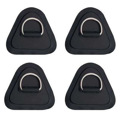 4 Pieces Pad/Patch D Rings for PVC Inflatable Boat Canoe Raft Stainless Steel D-Ring Dinghy Kayak Surfboard Paddle Board (Black)
