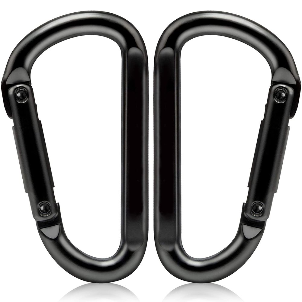 EZYA Carabiner Clip, 860lbs, 3" Iron Heavy Duty Carabiner, D Shape Hook - Hammocks, Camping, Hiking Accessories, Keychains, Caribiniers for Dog Leash, Yoga Swing, Gym etc, Black