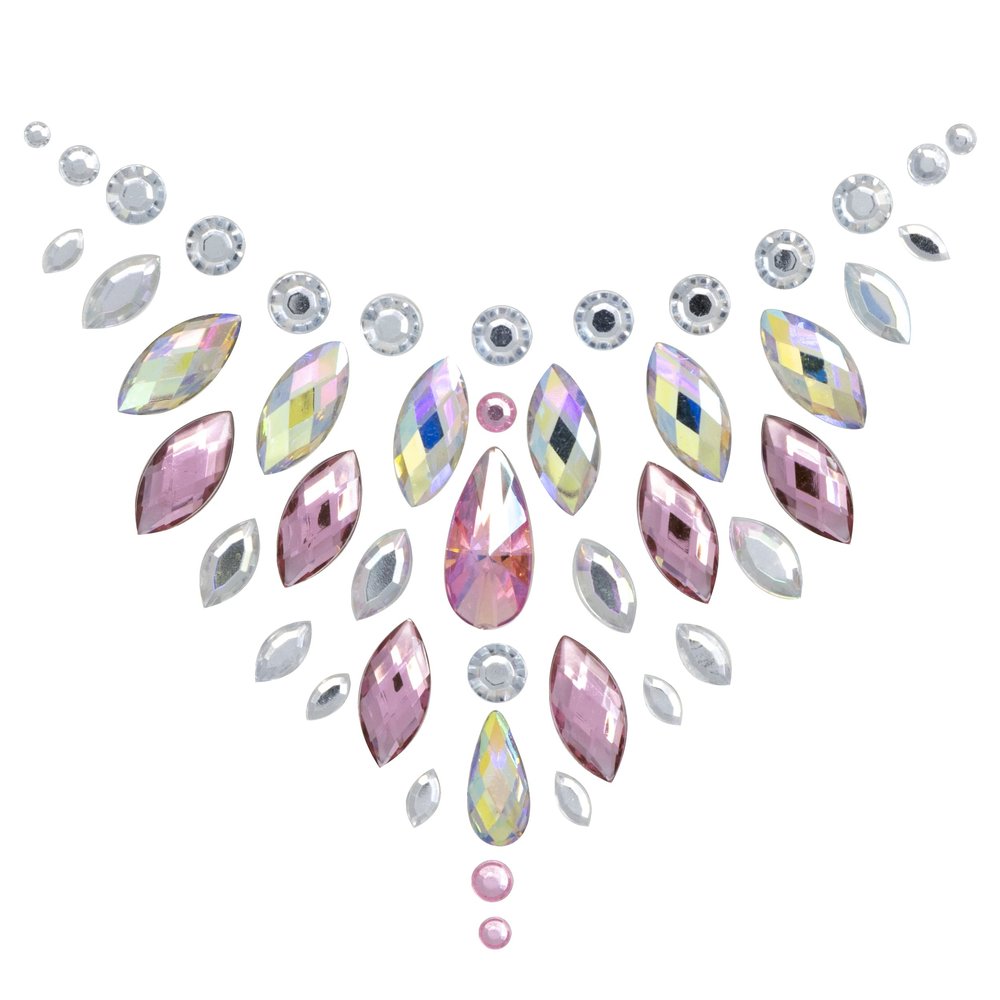 Shop Delfina Rave Crystal Pasties - Chest Sparkle Rhinestone Jewels Body Stickers for Concert Festivals (CJ2 Pink and Silver)