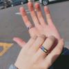 6mm Wide Square Rainbow LGBT Pride Band Rings Chuky Thick Black Enameled Stainless Steel Eternity Promise Statement Engagement Couple Rings Love is Love Finger Knuckle Rings Boyfriend Girlfriend Christmas Valentines Gifts (Silver, 12) view 2