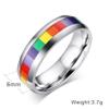 6mm Wide Square Rainbow LGBT Pride Band Rings Chuky Thick Black Enameled Stainless Steel Eternity Promise Statement Engagement Couple Rings Love is Love Finger Knuckle Rings Boyfriend Girlfriend Christmas Valentines Gifts (Silver, 12) view 4