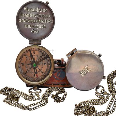 WOANIN Thoreau's Go Confidently Quote Engraved Compass with Leather case, Camping Compass, Boating Compass, Gift Compass, Graduation Day Gifts (Personalized Compass)