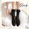 Cherisia 5 Pairs Women Ruffle Ankle Socks Trim Lace Frilled Dress Socks Set, Princess Fashion Cute Anklet (Pure Black Rose) view 2