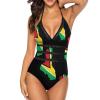 BAIKUTOUAN Guyana Flag Map Swimsuit Women V Neck Halter Tummy Control Bathing Suits Swimwear 2XL view 1