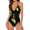 BAIKUTOUAN Guyana Flag Map Swimsuit Women V Neck Halter Tummy Control Bathing Suits Swimwear 2XL view 2