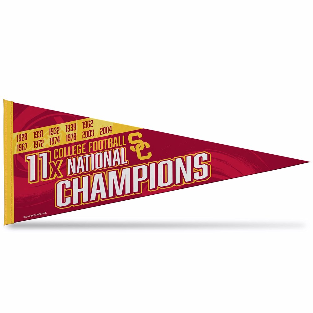 Rico NPNT2901NC11T Southern California 11 Time College Football Champs Soft Felt Carded Pennant (12X30)