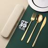 Silverware Set, 18pcs Dinnerware Set 304 Stainless Steel Cutlery Black Gold Camping Tableware Reusable Korean Utensils Spoon Fork Knife Travel BY ZZYY (Color : Gold) view 3