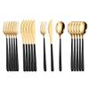 Silverware Set, 18pcs Dinnerware Set 304 Stainless Steel Cutlery Black Gold Camping Tableware Reusable Korean Utensils Spoon Fork Knife Travel BY ZZYY (Color : Black gold) view 1