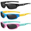 DYLB 3 Pack Flexible Kids Polarized Sunglasses For Boys Girls With Strap, Sport Sunglasses for Children Age 3-10. (Black+Blue Yellow+Pink Green) view 1