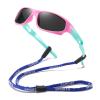 DYLB 3 Pack Flexible Kids Polarized Sunglasses For Boys Girls With Strap, Sport Sunglasses for Children Age 3-10. (Black+Blue Yellow+Pink Green) view 2