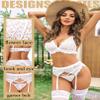Avidlove Women's Lace Lingerie Set Sexy 3 Piece Bralette Panty Set Lace Sexy Nightwear for Sex Plus Size White XL view 2