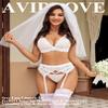 Avidlove Women's Lace Lingerie Set Sexy 3 Piece Bralette Panty Set Lace Sexy Nightwear for Sex Plus Size White XL view 4